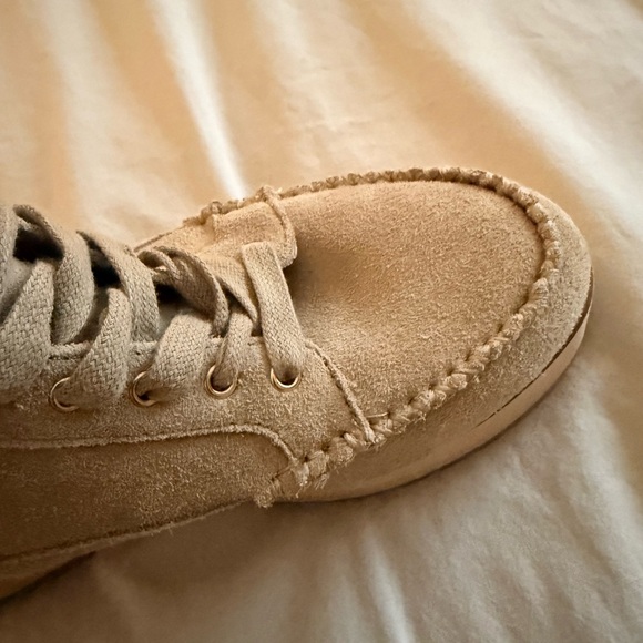 Kelsi Dagger Brooklyn Whip Clog Booties Tan Suede Platform NWT - Picture 5 of 7